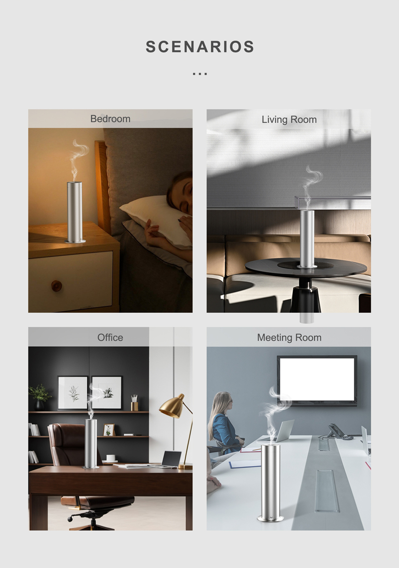 Desktop Aroma Diffuser Machine with 360° Without Oil Leakage Bluetooth Control and Aluminum Alloy Material