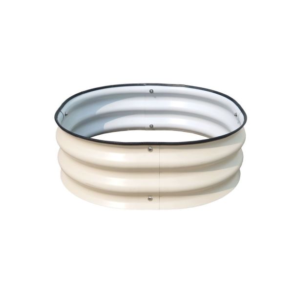 2*2*0.67 Ft Ivory White Metal Raised Garden Bed With Rubber Edge Tool-Free Assembly