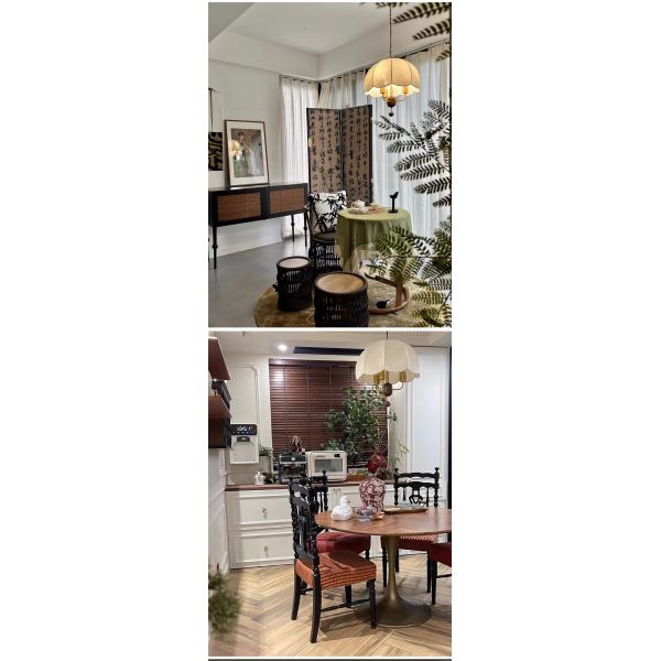 Французская винтажная ткань подвесная лампа столовая спальня ткань стиль столовая лампа