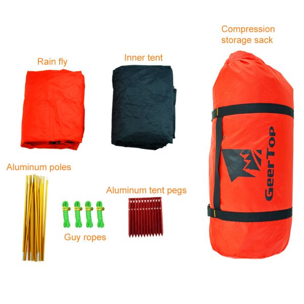 Red Elastic Rope 3 Person 210x120cm Outdoor Camping Tent
