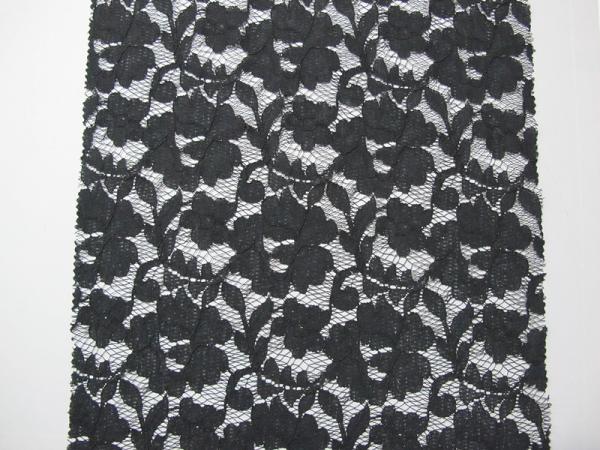 Grey Elastic Cord Lace Material / Floral Viscose Nylon Cotton Fabric CY-DK0011