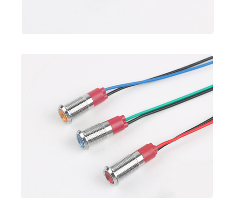 Metal Indicator Light 8mm LED With Wire Power Signal Light Waterproof Indicator Light 6V 24V 220V Red Green Yellow Blue
