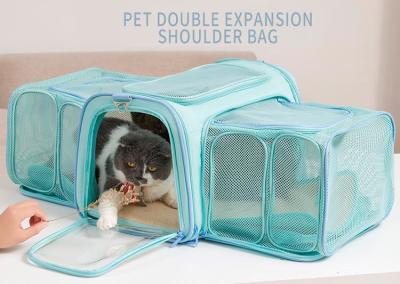 Expandable Cat Dog Soft-Sided Pet Travel Carrier Bag With Removable Fleece Pad And Pockets