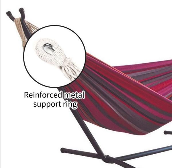 Customized Double Cotton Hammock with Portable Heavy Duty Stainless Steel Frame Stand