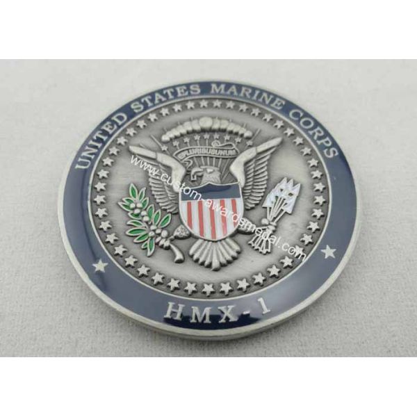 3D Die Cast, Die Struck, Stamped Helicopter Coin, Personalized Coins with Antique Silver Plating