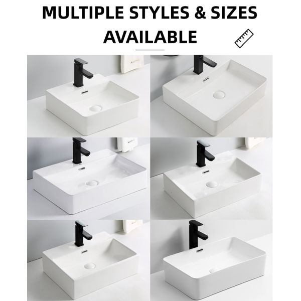 600*370*140mm Rectangular Countertop Sink Semi Recessed Countertop Basin