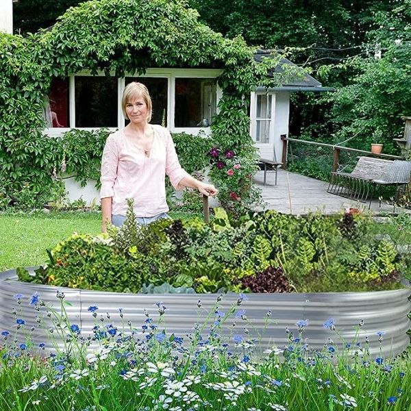 Galvanized Raised Garden Bed Kit 4*2*1 Ft Oval Metal Galvanized Planter Garden Boxes Outdoor For Vegetables (Sliver）