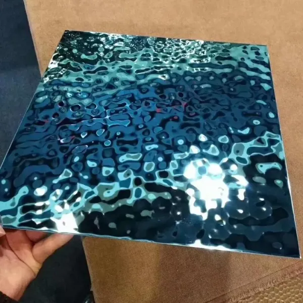 Mirror Gold Color Water Ripple Pattern 304 Grade Stainless Steel Sheet for Decorative Ceiling