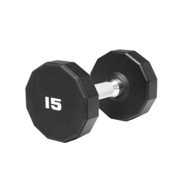 Gym Fitness 12 Sides Black Dumbbells Set Cast Iron Rubber Coated