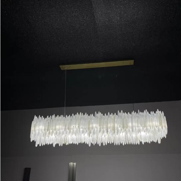 Custom Made 72 Inch Selenite Chandelier with 10-Year Warranty for Dining Room