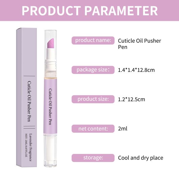Focstar 2-in-1 Nail Care Pen with Nourishing & Gentle Exfoliation Lavender Scent Cuticle Oil Pusher Pen