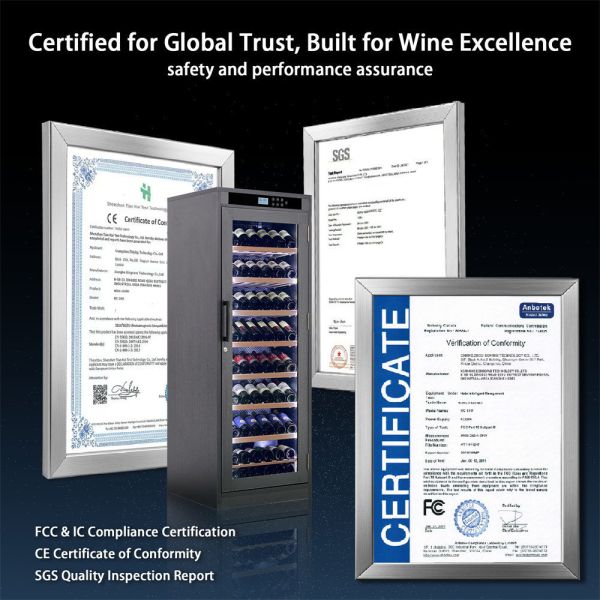 Wood Wine Cooler Cabinet with Digital Control Panel, LED Lighting & Water-resistant Construction for Home or Bar