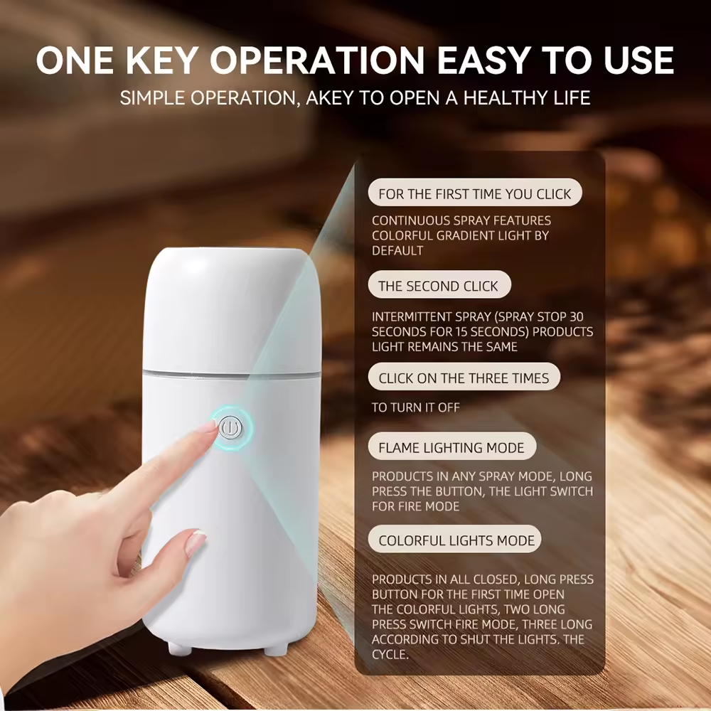 100ml Mini Portable USB Fire Flame Humidifier Car Perfume Diffuser Air Freshener Diffuser Essential Oils for Car