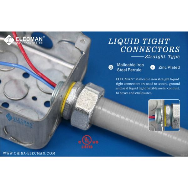 1 inch Malleable Iron Straight Flexible Conduit Fittings Liquid Tight Connector