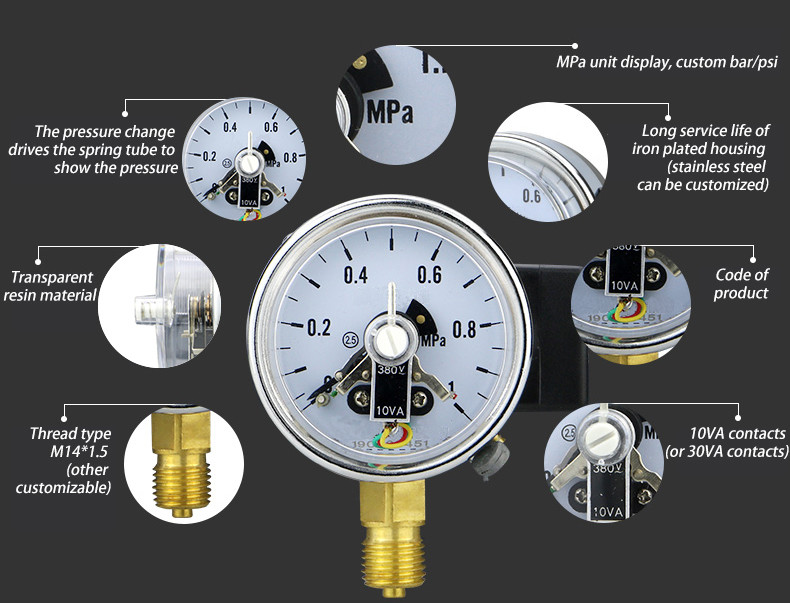 62.5mm Nominal Diameter 30va Pressure Gauge for Air Compressor and Hydraulic Vacuum