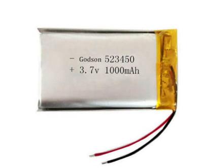 18g 3,7 polímero 523450 do lítio da bateria do volt 1000mAh para a iluminação de emergência