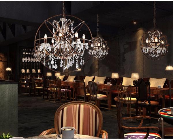 Rustic american style crystal globe Round chandelier (WH-CI-85)