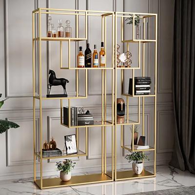 Modern Light Luxury Stainless Bookshelf Steel Office Display Floor Bookcase
