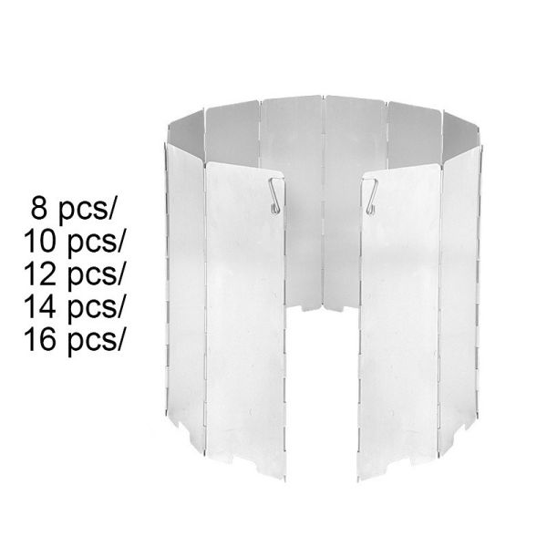 Foldable Camping Gas Stove Windshield Outdoor Windproof Windscreen with Silver Finish