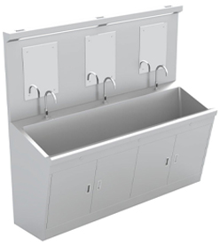 YANING Stainless Steel Surgical Scrub Sink Hands Free Knee Operation Multi Station