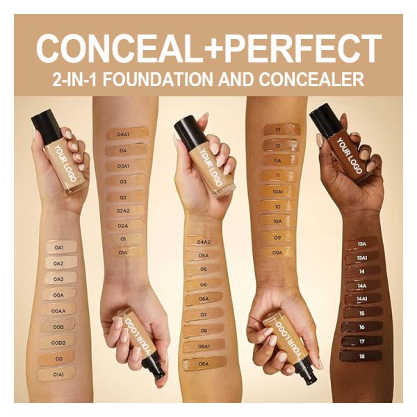 25ml Full Coverage Concealer Foundation Light Fair Skin Tones Waterproof Sunscreen Liquid Foundation Female Pressed