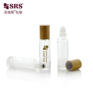 15ml Wall Glass Roll on Bottle Set With Bamboo Cap For Essential Oils