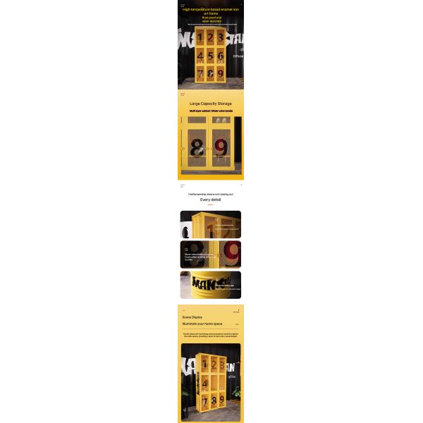 Size Customization Metal Industrial Storage Cabinet Yellow Storage Display Cabinet