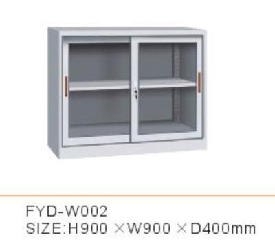 Glass door steel cupboard FYD-W002 H900XW900XD400,low height,one adjust shelf,KD strucutre