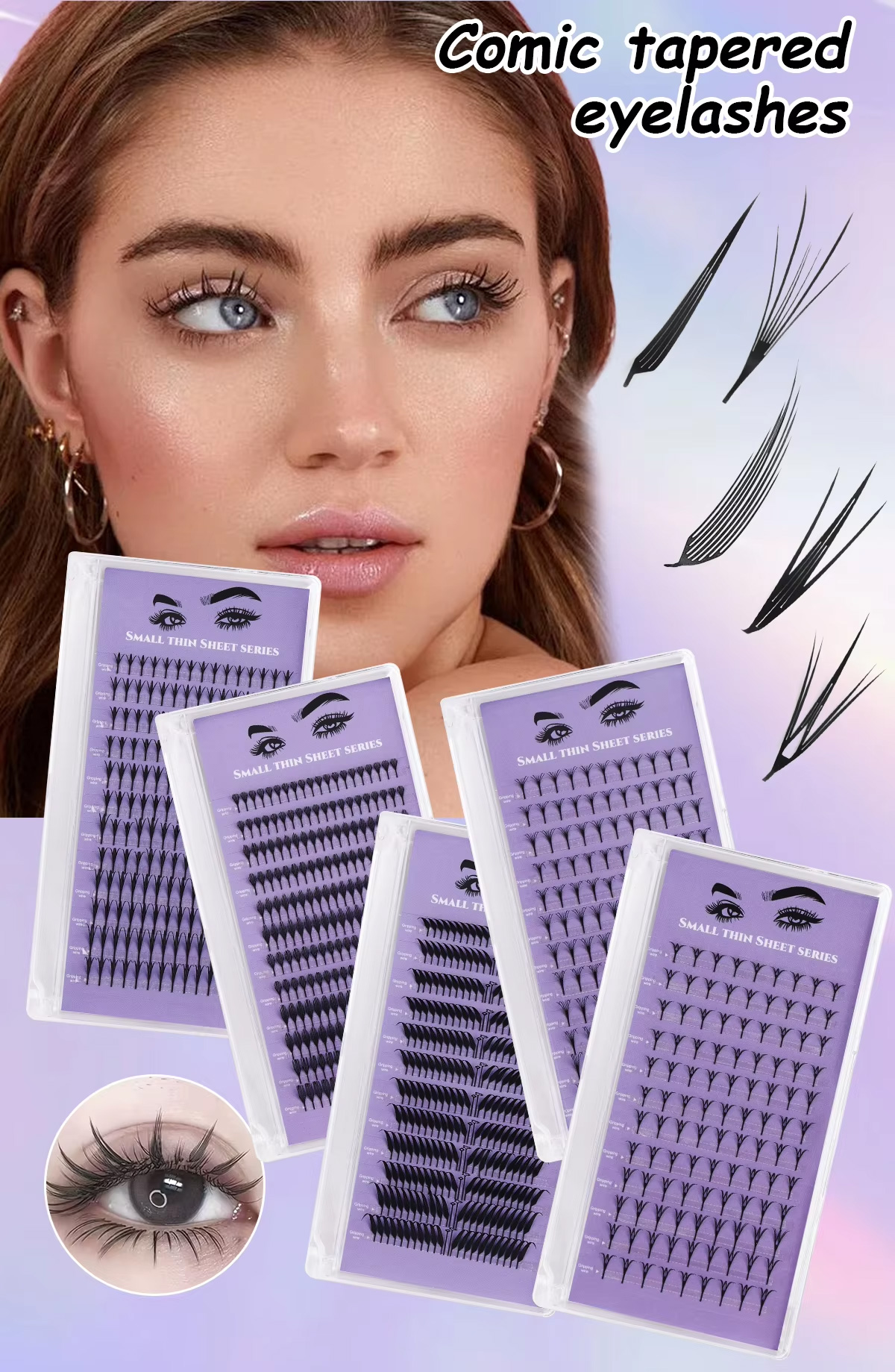 12 Rows Faux Mink Cluster Lash D Roll Volume Fox Soft Individual Extensions Cluster Lash Tray