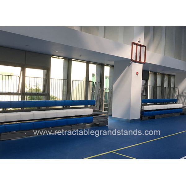 3 Rows Retractable Tribune Bench Seating Manually Operated For Tennis Court
