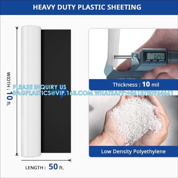 Crawl Space Vapor Barrier - 10 Mil (10' X 50'), Thick Plastic Sheeting, Drop Cloth Moisture Barrier Covering