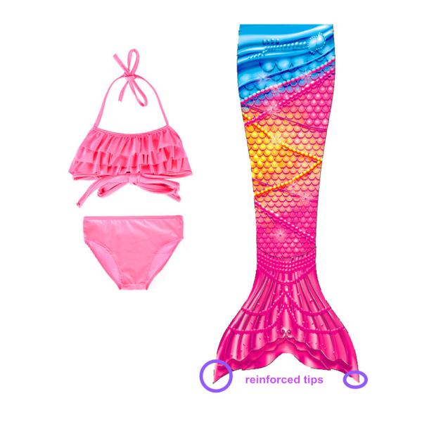 Polyester And Spandex Mermaid Tails For Swimming , Grils Swimmable Bathing Suit 3Pcs