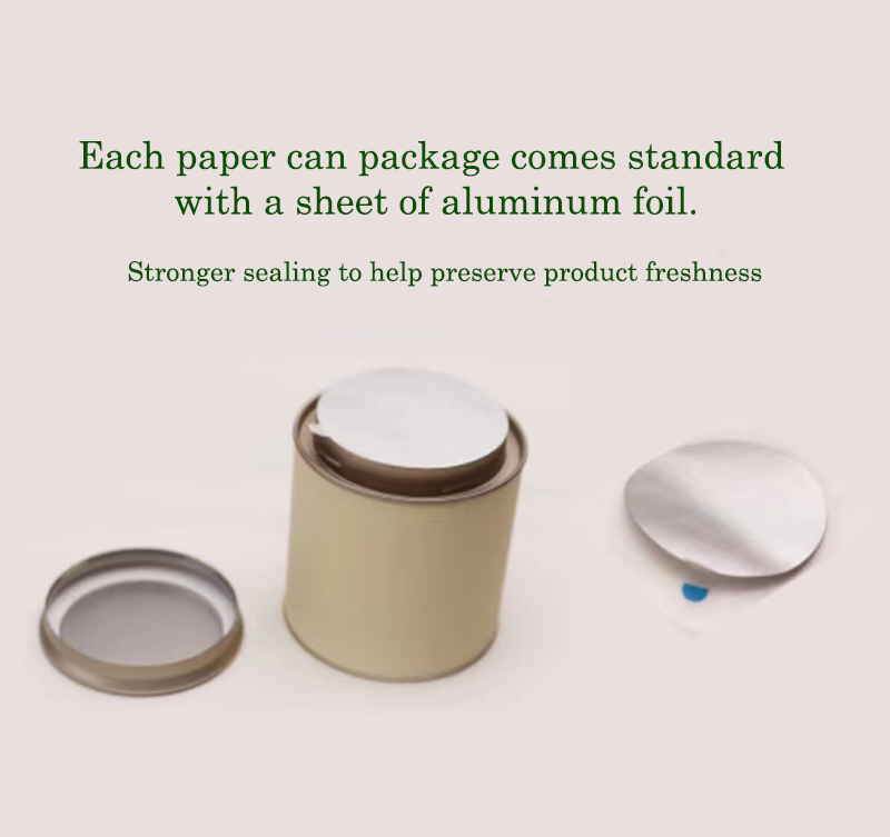 Double Lid Tea Cylinder Packaging Airtight Cardboard Canister Packaging For Candy