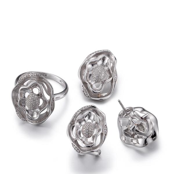 Brincos 5.41g Sterling Silver Flower Stud Earrings da flor do zirconita do AAA