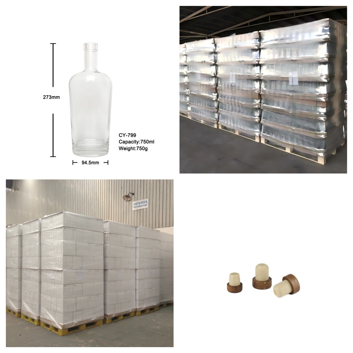 Premium Clear Spirit Bottle 750ml Cork Closure Vodka Liquor Food Grade BPA-Free Container
