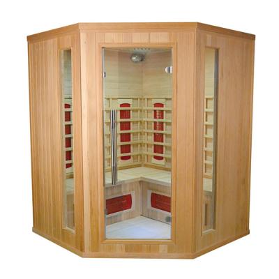 Household 3 Person Corner Sauna Red Cedar Wood Custom Home Sauna