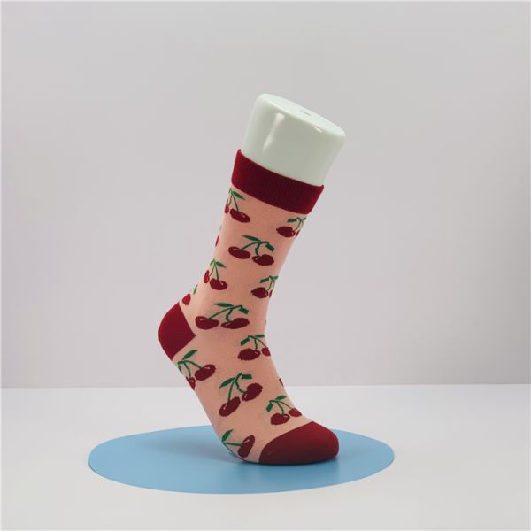 Standard Thickness Cherry Print Socks Unisex 3D Digital Casual for Designer Sock