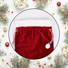 Velvet Bags With Drawstring Large Plush Santa Sack Christmas Gift Bags In 2 Size For Xmas Package Storage Bags