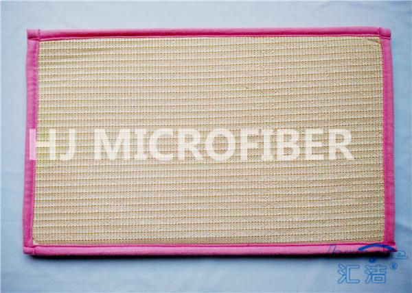 Small Pink100% Polyester Microfiber Door Mat For Outdoor / Indoor Anti-Slip Backing