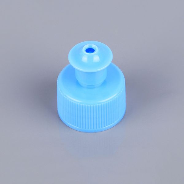 PET Cosmetic Bottle Caps Blue 28mm Push Pull Cap No Leakage