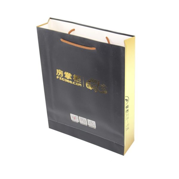 Перерабатываемый Kraft Paper Tote Bag Горячая фольга / УФ / Лак Рождественский подарочный пакет