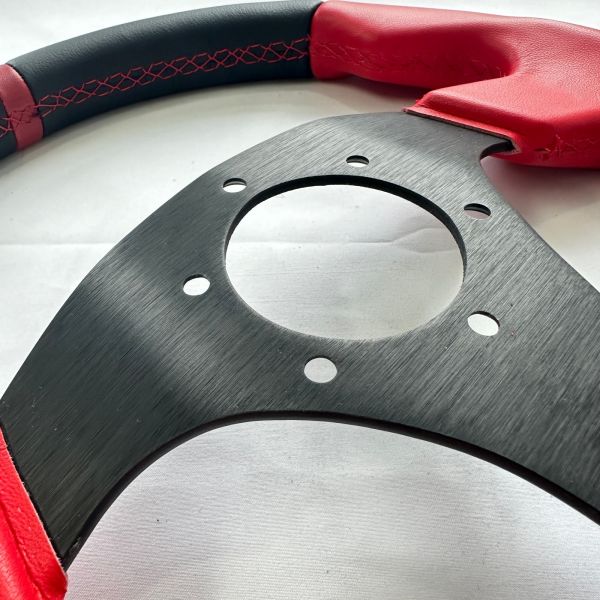 Flat Red Microfiber Leather Dragster Racing Steering Wheels PC Sim Gaming