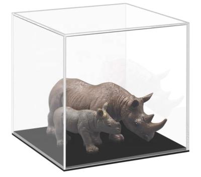 Acrylic Countertop Display Case With Lock Black Base Countertop Box Cube Riser 50cm 45cm 40cm 35cm