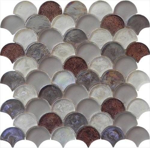 Meteorites brown grey water waving glass mosaic