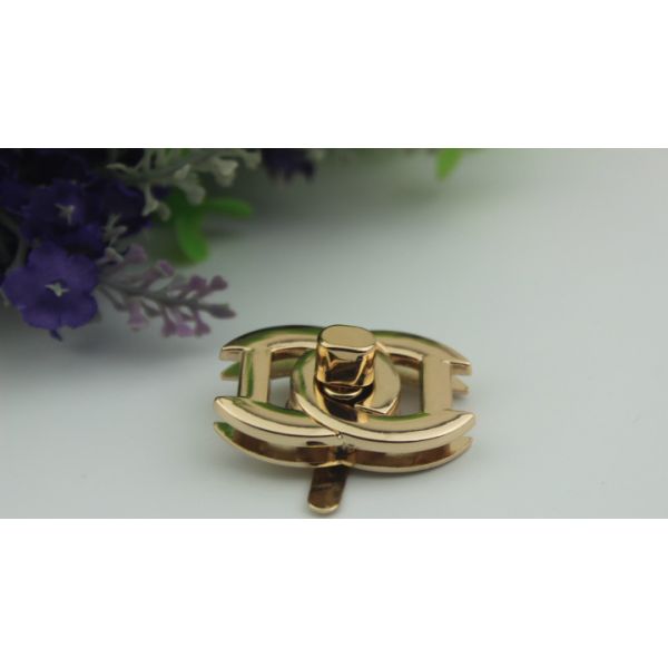 High end design brand metal light gold color bag twist turn locks
