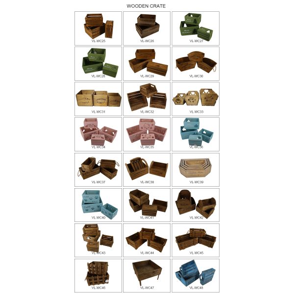 Custom Capacity Vintage Wood Crates for Home Decoration Folk Art Style