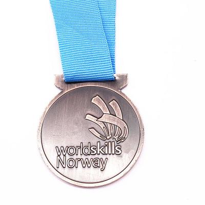 Logo Custom Metal Medals 60mm Antique Gold Silver Medal With Ribbons