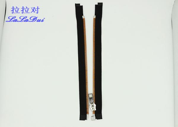 Open End Type Long Chain Metal Teeth Zipper 5# Polyester Tape For Leather Garments