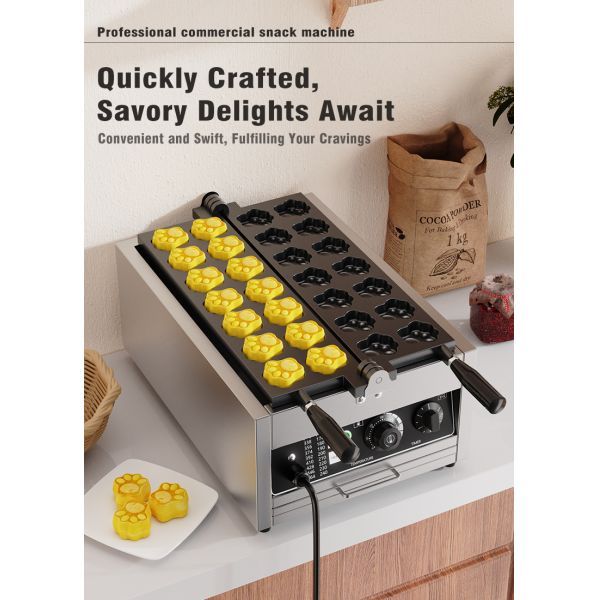 Máquina de hornear muffins de patas de oso de 3000W con forma de patas de gato Voltage 220v Waffle de dibujos animados