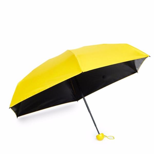 Durable 6 Panels Black Vinyl Coated Mini Folding Umbrella Anti Uv With Case